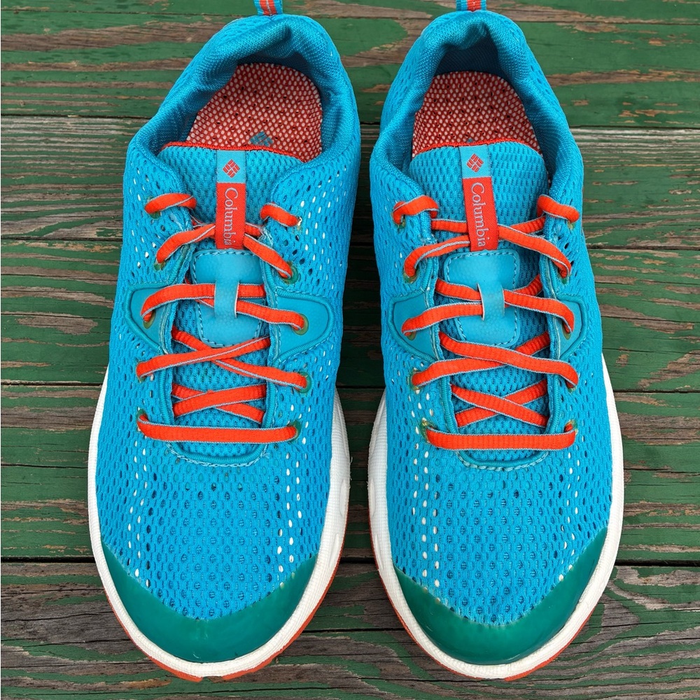 Columbia Womens 7.5 Drainmaker II Trail Water Sneakers Blue Orange Mesh Shoes - Picture 2 of 15
